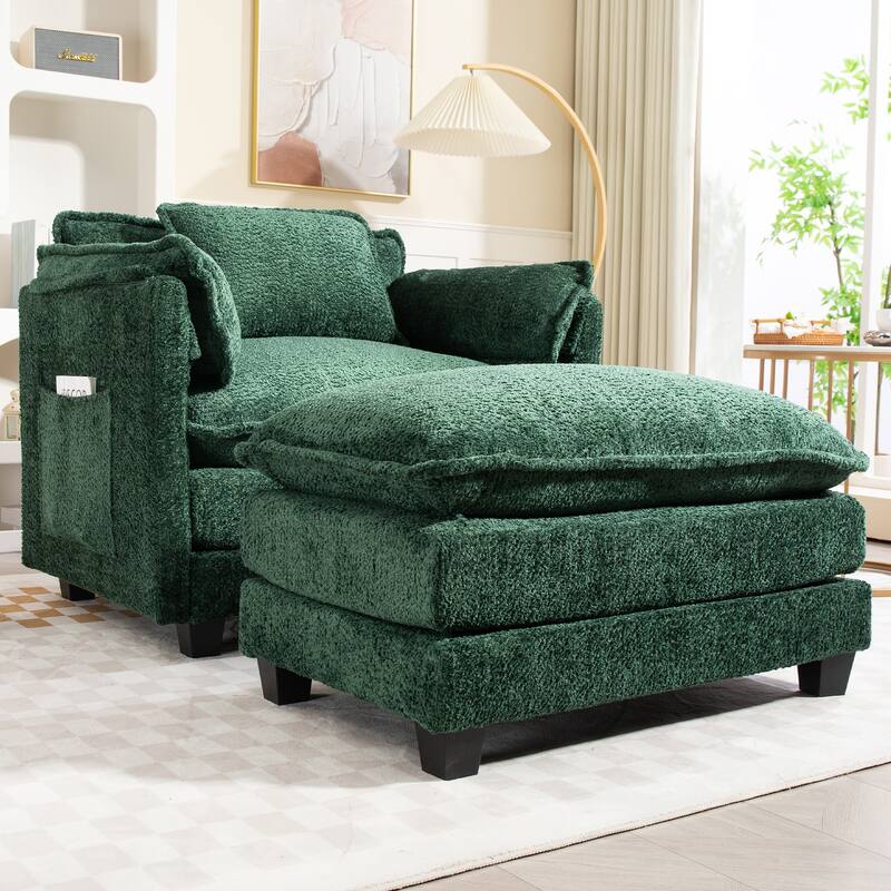 Oversized Boucle Sofa with Ottoman