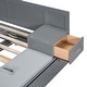 preview thumbnail 9 of 22, Full Size Wood Storage Hydraulic Platform Kids Bed Frame with Twin Size Trundle, Side Table and Lounge for Bedroom, Grey