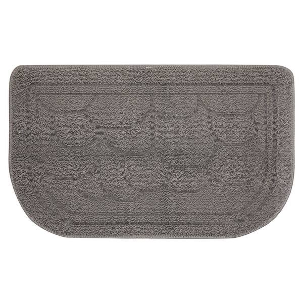 Half Circle Door Mat for Indoors and Outdoors (Grey, 30 x 18 Inches