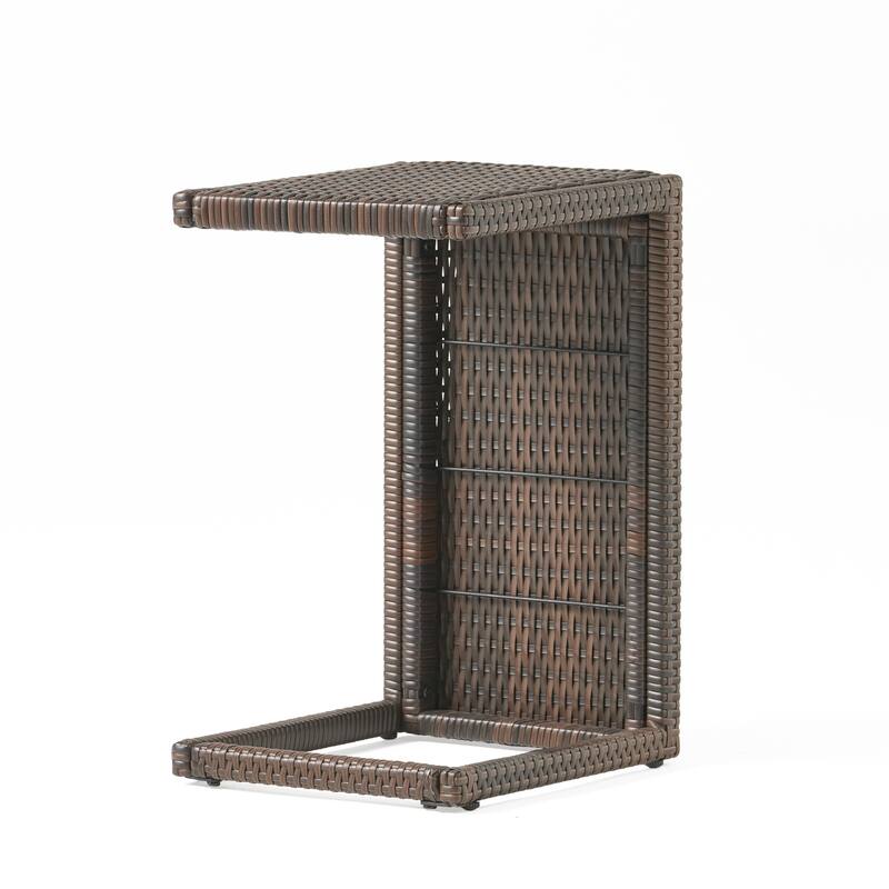 Bucharest Outdoor C-Shaped Side Table - Wicker - Multibrown/(Set of 2) by Christopher Knight Home