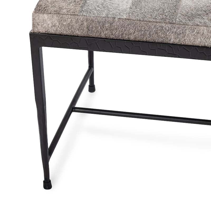 Classic Home Achen Leather Hide Ottoman Bench