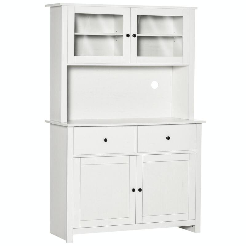 63.5" Kitchen Pantry Storage Cabine with Open Microwave Countertop