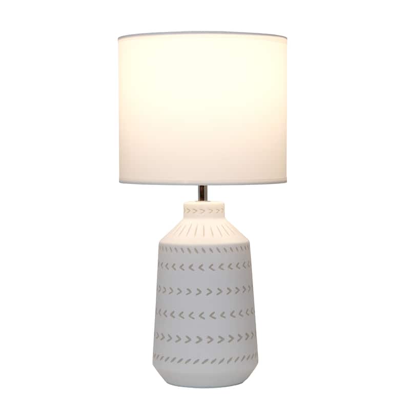 Patterned Ceramic Table Lamp with Fabric Drum Shade Modern Boho Style Multiple Colors - 8.27” x 8.27” x 17.00”