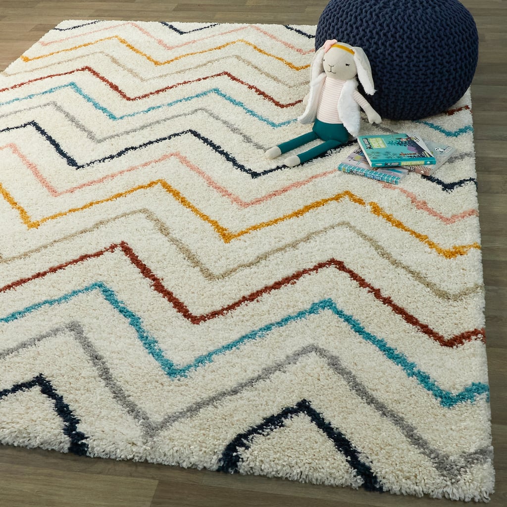 Mod-Tod Kai Chevron Moroccan Shag Kids Area Rug