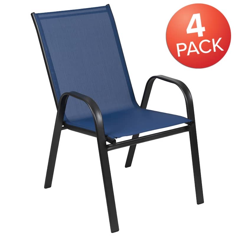 Outdoor Stacking Sling Patio Chairs (Set of 4)