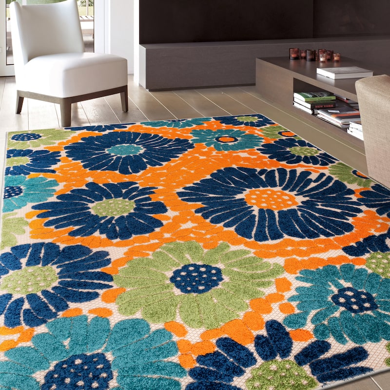 World Rug Gallery Palermo Modern Floral Indoor/Outdoor Area Rug