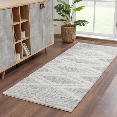Hauteloom Lux Shag Collection Moroccan Farmhouse Shaggy High Plush Pile Area Rug