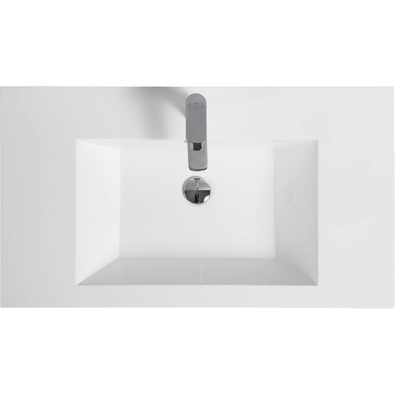 36" Modern Wall-Mounted Floating Bathroom Vanity with Sink, Drawers
