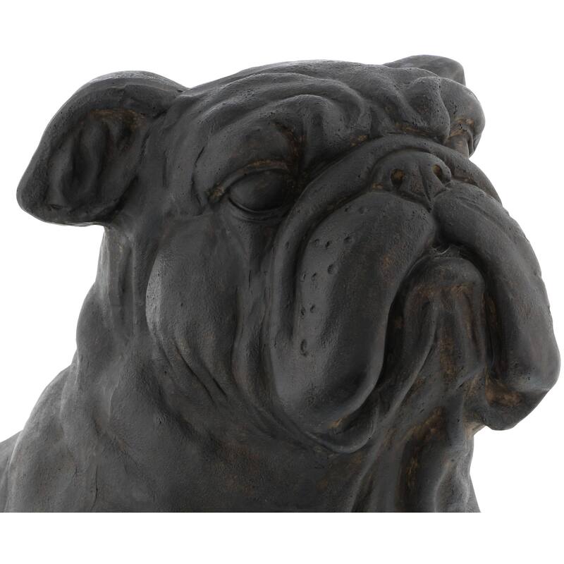 Brown Polystone Distressed Sitting Bulldog Sculpture
