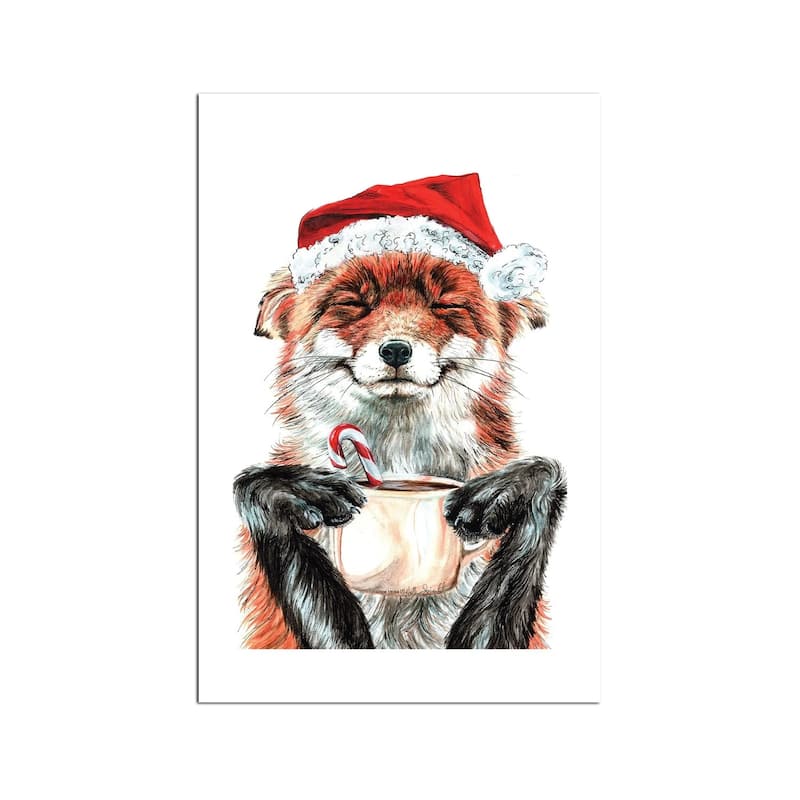 Morning Fox Christmas Fine Art Paper Print by Holly Simental - Multi