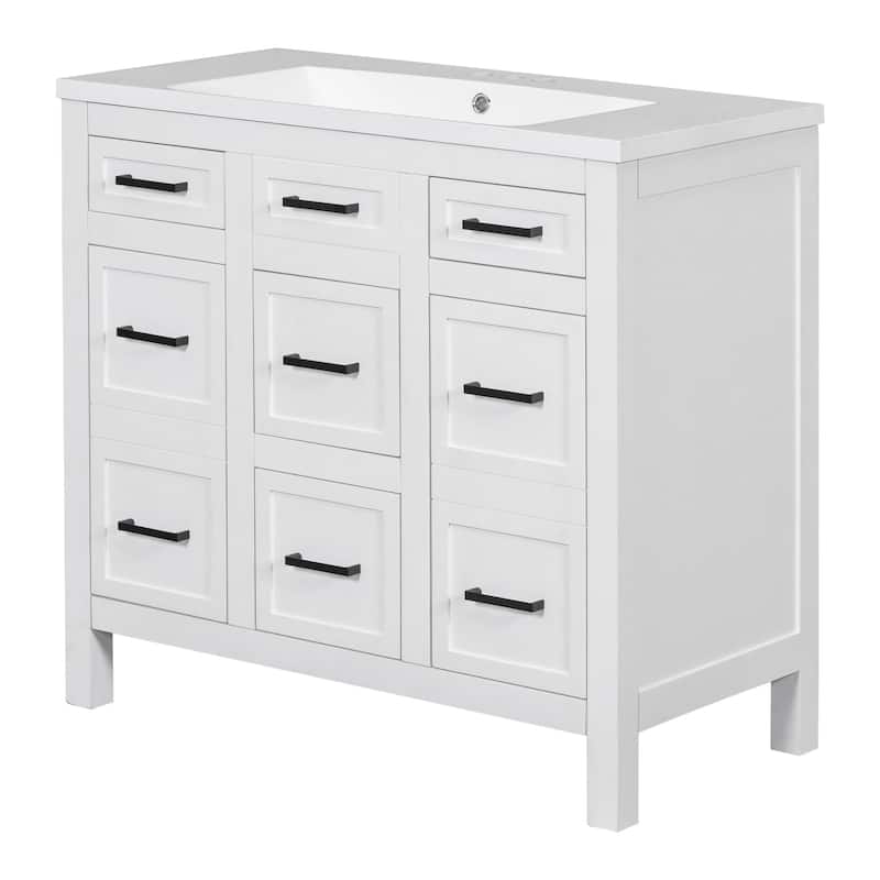 36" Bathroom Vanity Cabinet with 4 Drawers 2 Doors