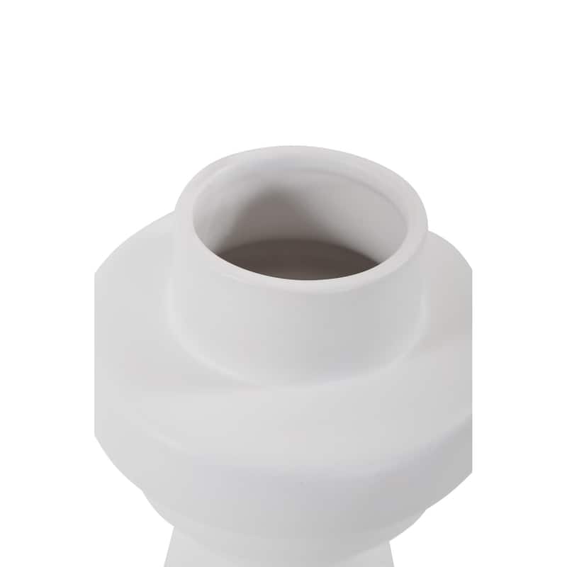 Allan Andrews Matte White Cylindrical Rounded Curved Ceramic Vase Collection