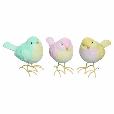 Transpac Large Resin Pastel Bird Set of 3 Spring Home Decorations