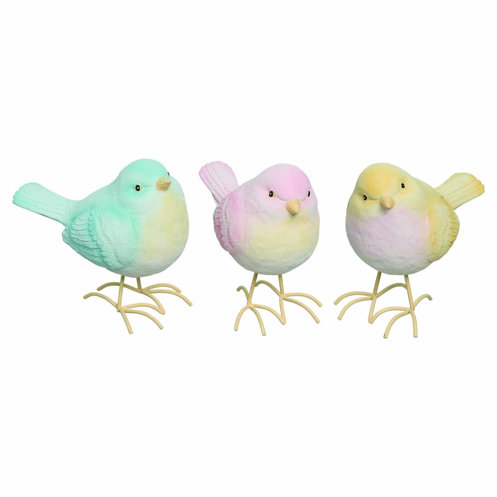 Transpac Large Resin Pastel Bird Set of 3 Spring Home Decorations