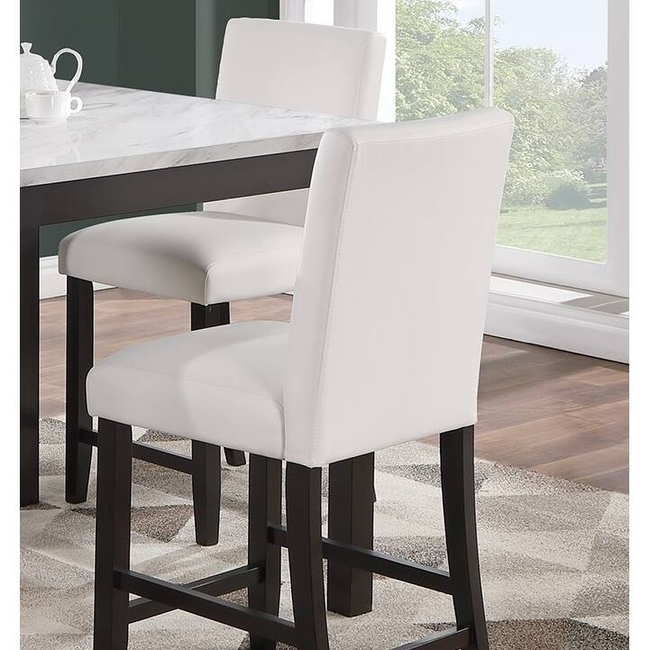 5 Pcs Counter Height Dining Set, Kitchen Dining Room Furniture Set with Faux Marble Square Table and Faux Leather Chairs