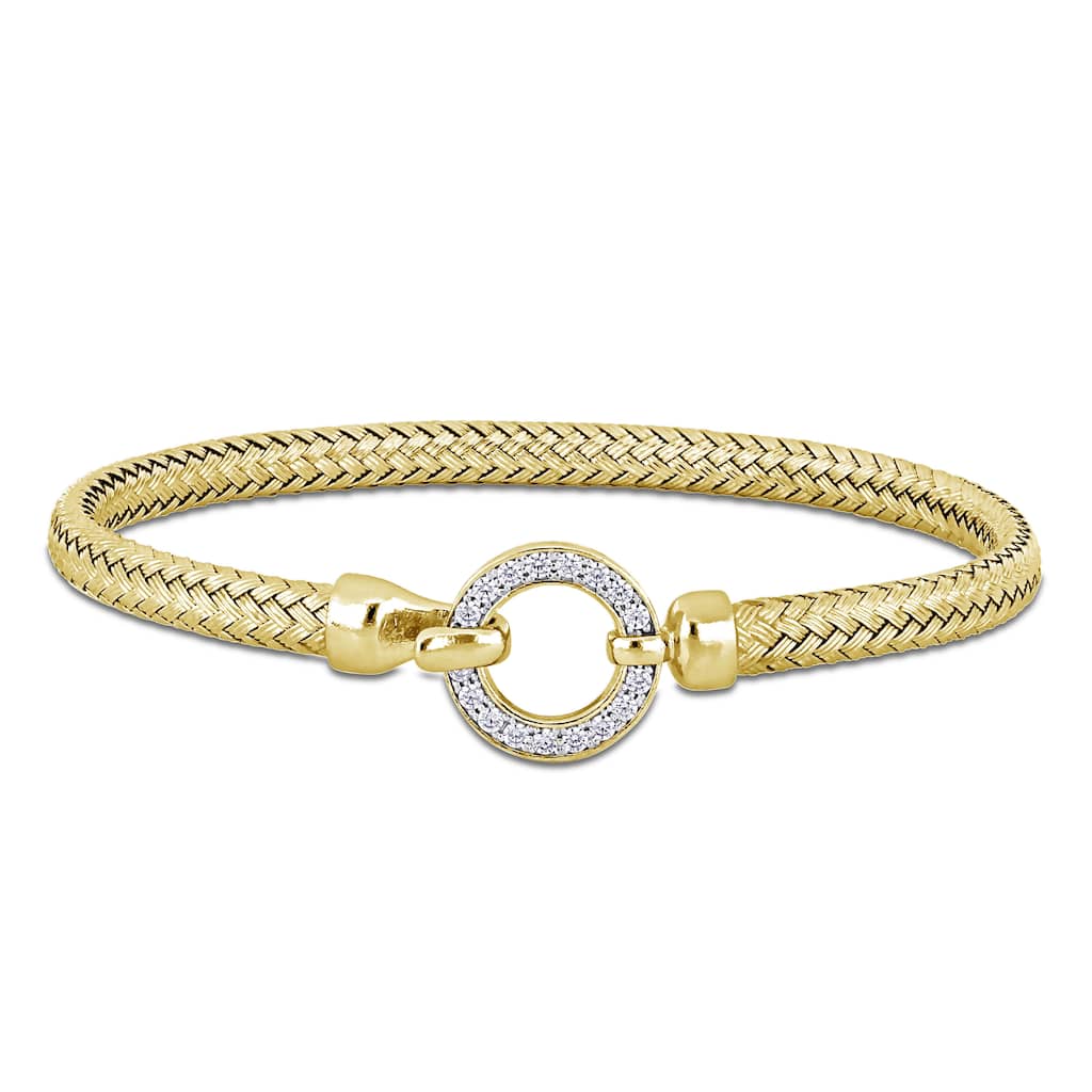 Miadora 1/2ct TGW Weave Design Bangle Bracelet in Yellow Silver - 7.5 in - 7.5 in x 14 mm x 7.5 mm