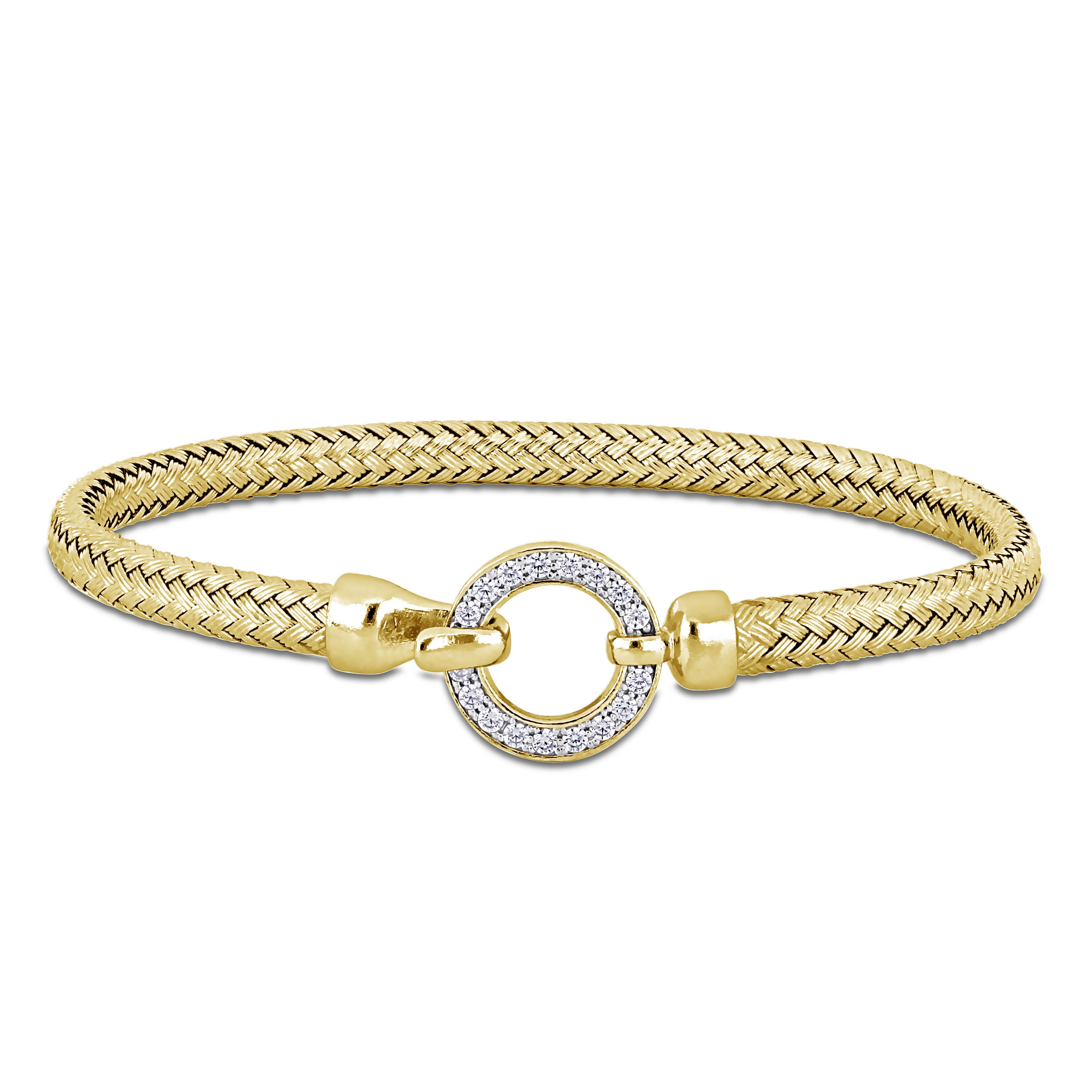 Miadora 1/2ct TGW Weave Design Bangle Bracelet in Yellow Silver - 7.5 in - 7.5 in x 14 mm x 7.5 mm