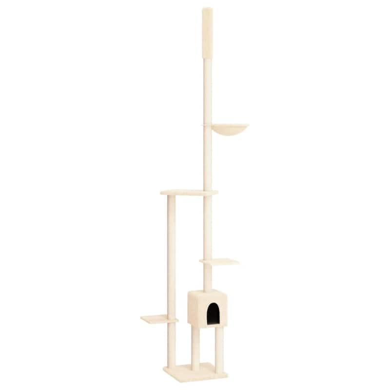 vidaXL Cat Tree Cream Engineered wood, plush, sisal Large Cat Tree