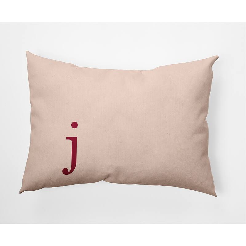 Modern Monogram Indoor/Outdoor Throw Pillow-J - 14" x 20" - Cranberry