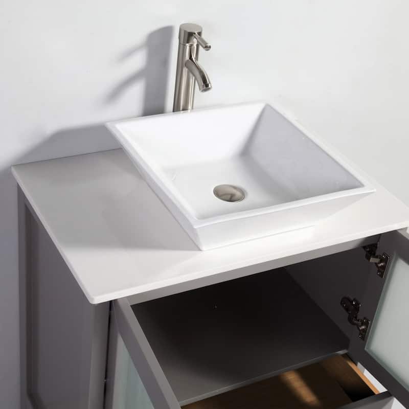 Vanity Art 54-inch Single Sink Bathroom Vanity Set with Engineered Marble Top and Free Mirror - 54 x 18.5 x 36 Inches