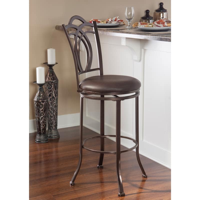 Khalifah Metal Swivel Bar Stool with Coffee Brown Seat