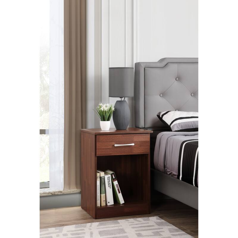 Cherry Nightstand with Warm Finish, 24x18x16 Compact Bedside Table for Bedroom Organization and Daily Essentials