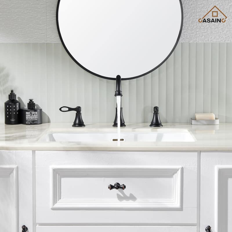 8 in. Widespread Double Handle Bathroom Faucet with Drain Kit Included