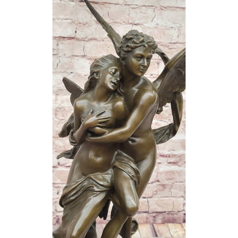 After Henri Godet Cupid And Psyche Romance Bronze Sculpture