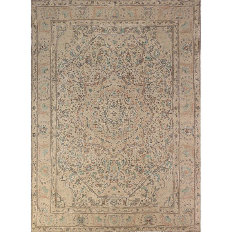 Medallion Tabriz Persian Area Rug Hand-Knotted Oriental Wool Carpet - 8'4"x 10'9"
