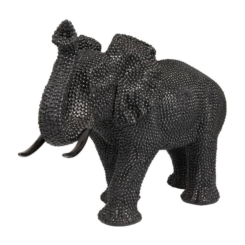 Black Polystone Elephant Decorative Sculpture