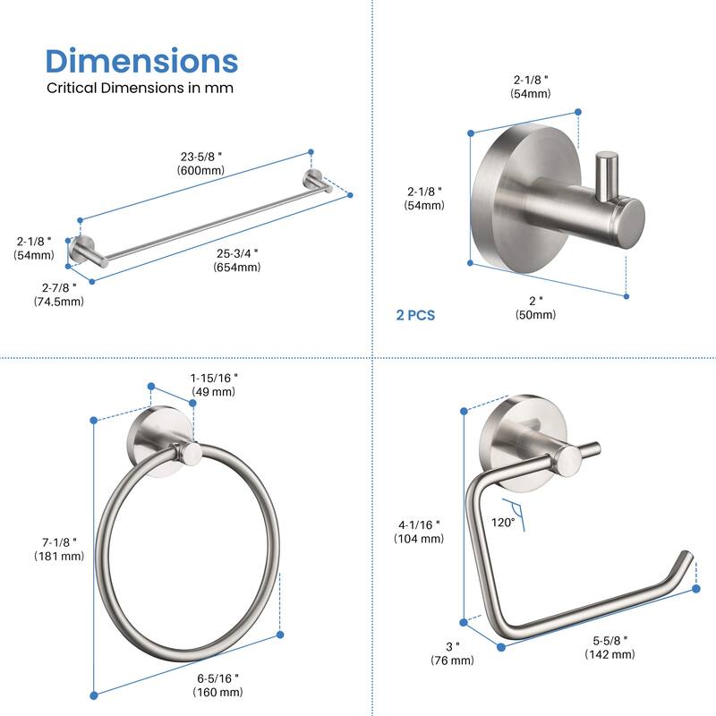 Circular 5-Piece Bathroom Hardware Set