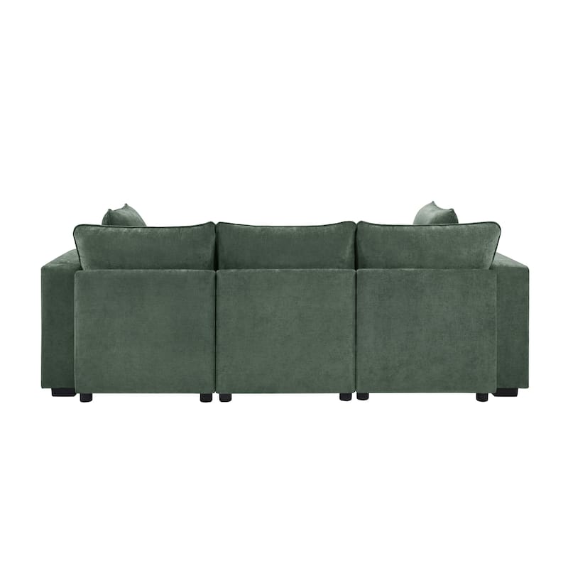 Roomfitters 94 Inch Modular U-Shaped Sectional Sofa with Movable Ottoman and Storage Armrests