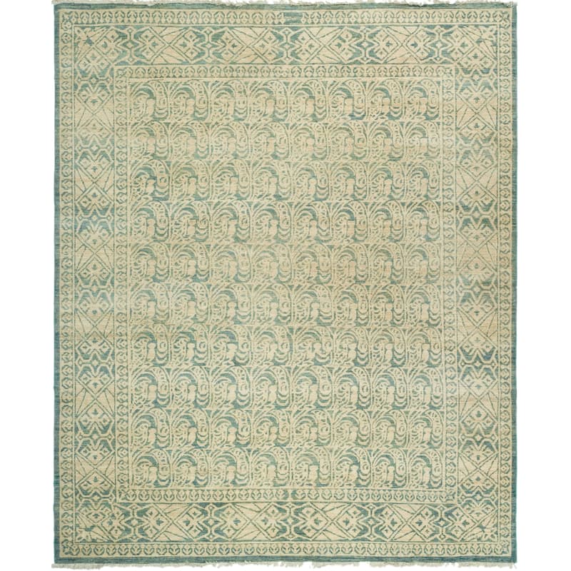 SAFAVIEH Couture Hand-knotted Peshawar Raissa Traditional Oriental Vegetable Dye - 6' x 9' - Light Blue/Light Blue - Rectangle