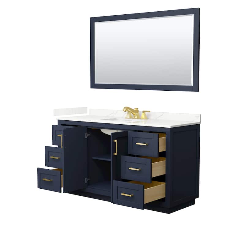 Miranda 60-inch Single Vanity, Quartz Top, 58-inch Mirror