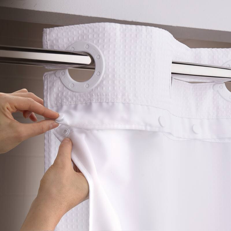 Hookless It's A Snap Snap-in Fabric Water Resistant Shower Curtain Replacement Liner for Hookless Curtain