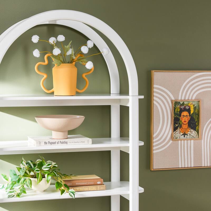 Walker Edison Modern Wood Arched Cabinet Bookcase with Storage