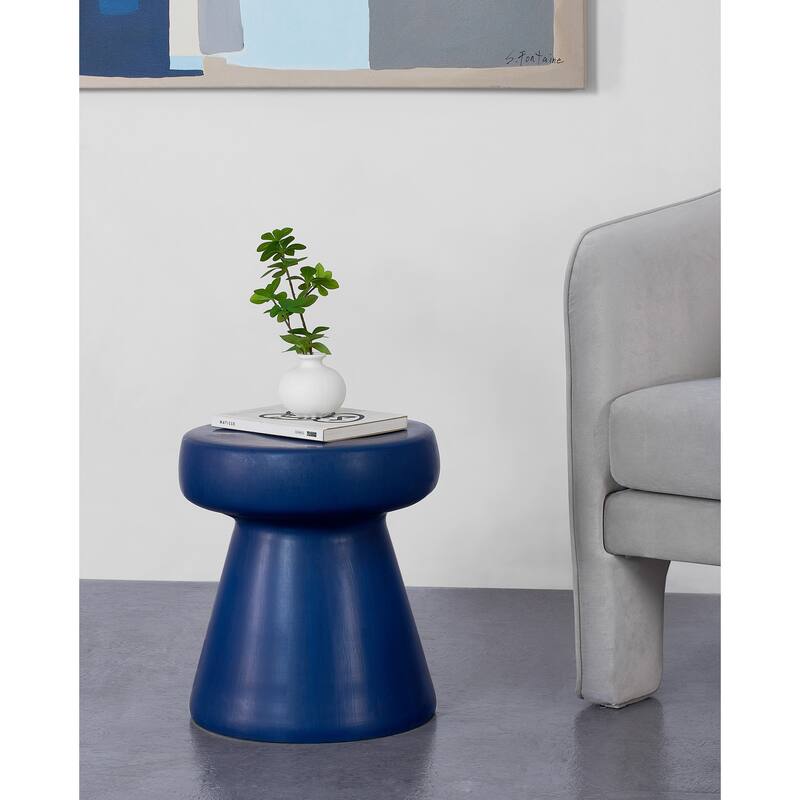 Ceramic Mushroom Outdoor Side Table - 16" - Navy Blue