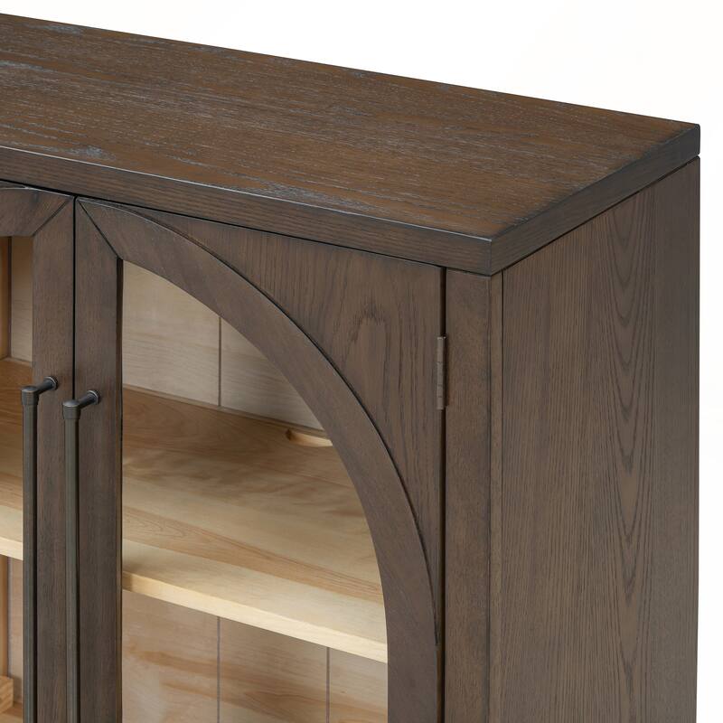 4 Doors Large Storage Sideboard Buffet Cabinet with Glass Doors
