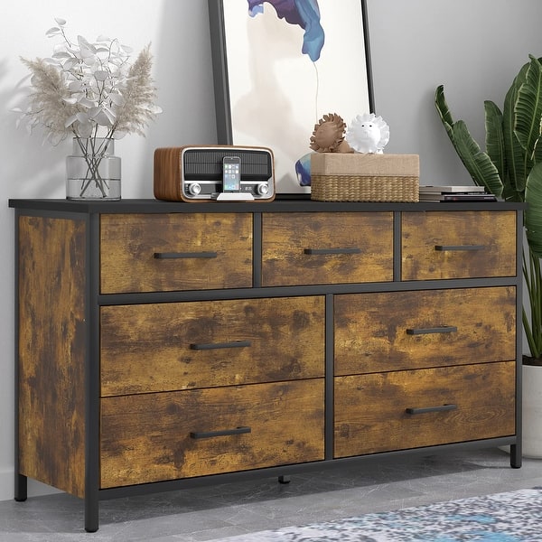 industrial dresser 7 Drawer Dresser, Wood Storage Dressers & Chests of Drawers with Sturdy Steel Frame, Storage - Bed Bath & Beyond To preserve the authentic Petite Blue Dresses | Cinderella Divine (XS-5XL) Color:White Oxford Large