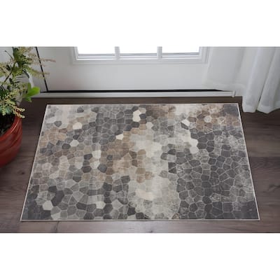 HomeRoots Cobblestone Transitional Rectangle Area Rug - 36 in. x 27 in. x 0.4 in.