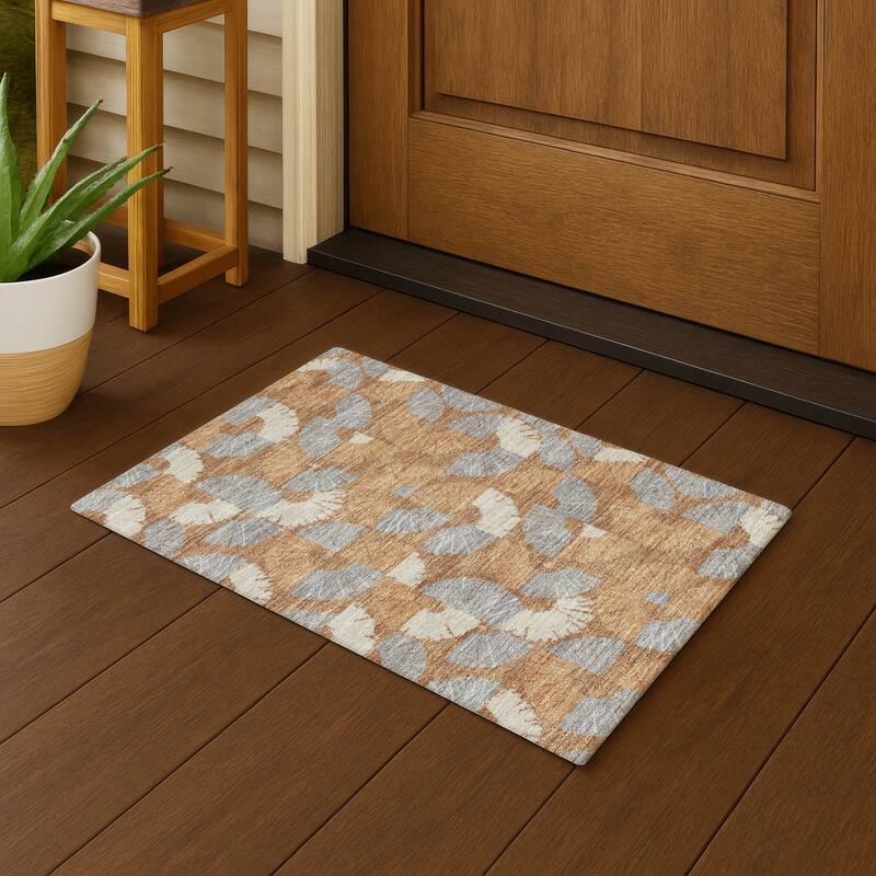 Machine Washable Indoor/ Outdoor Modern Jay Chantille Rug - Paprika - 1'8" x 2'6"