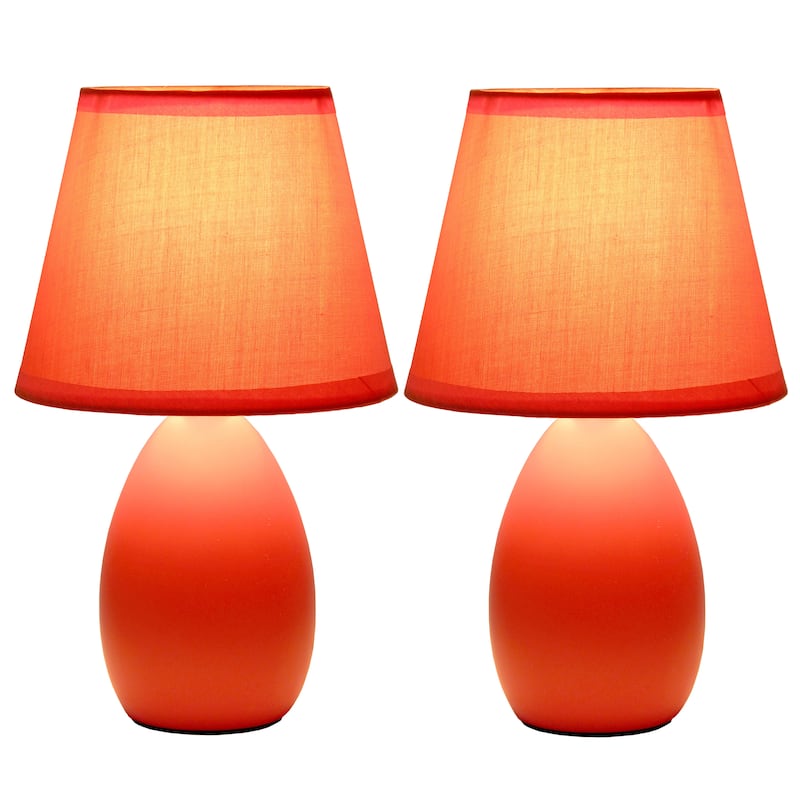 9.45" Petite Oblong Lamp 2 Pack Set w Matching Fabric Shade