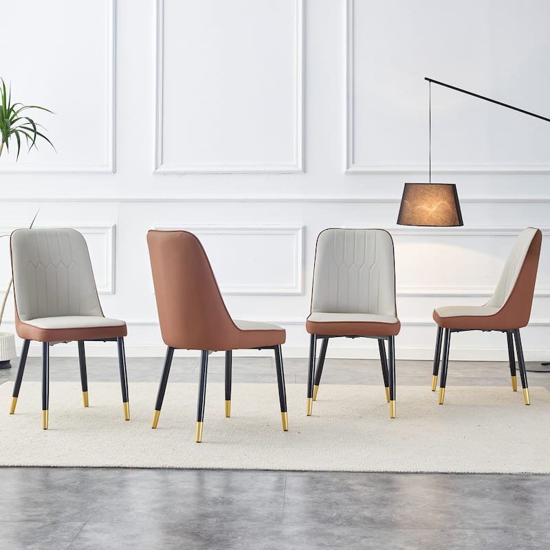 modern dining chair with PU leather backrest and metal legs,Set of 4