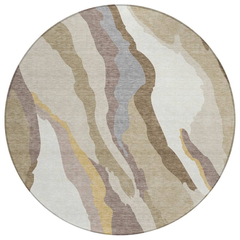 Machine Washable Indoor/ Outdoor Abstract Contemporary Chantille Rug