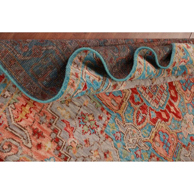 Geometric Oushak Oriental Area Rug Handmade Wool Carpet - 7'9" x 9'11"