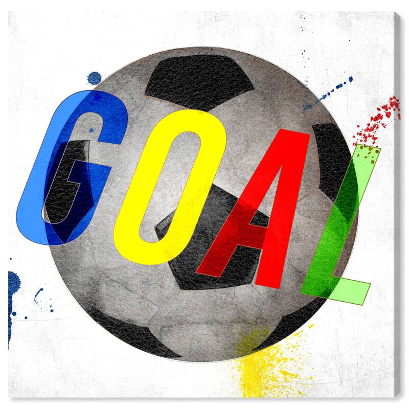 Wynwood Studio Prints Typography and Quotes Soccer Goal Bold Blue and Neon Blue Modern & Contemporary Wall Art Canvas Print