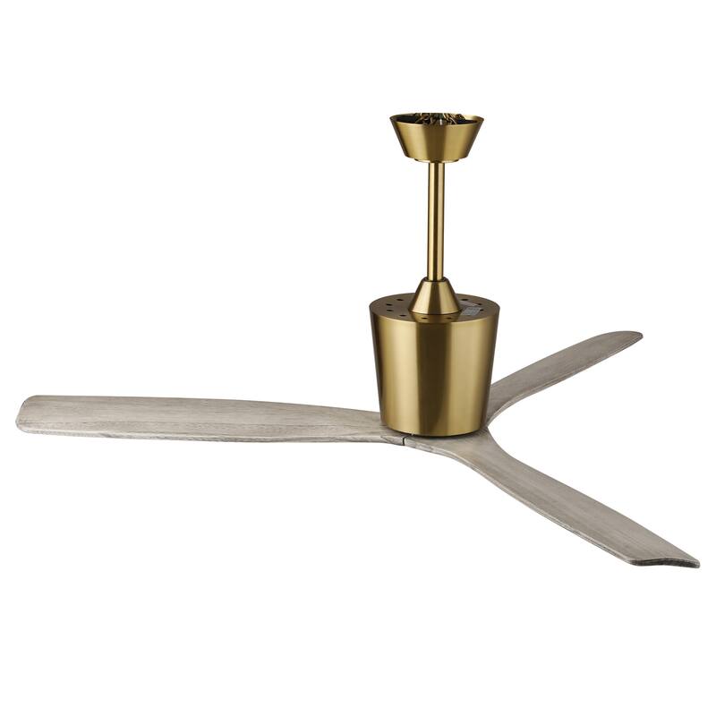 54" Modern Gold Solid Wood 3-Blade Outdoor Ceiling Fan without Light