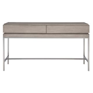 Uttermost Kamala 54" Long Oak Veneer Top Stainless Steel Console Table