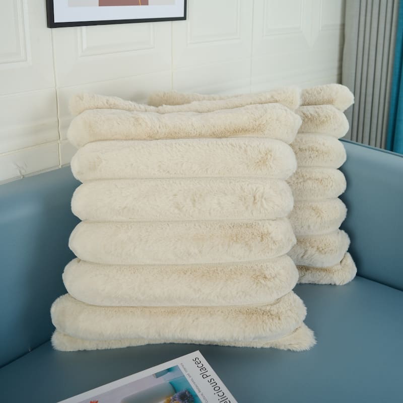 Madrid Collection Ultra Soft Ribbed Faux Fur Throw Pillow