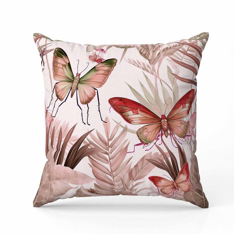 Butterfly Dreams Faux Suede Reversible Throw Pillow Red and Pink